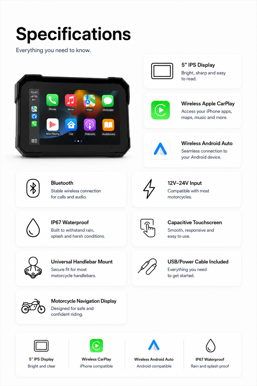 MotoNaviPro™ | 5" CarPlay Display