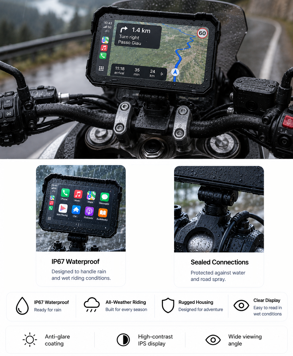 MotoNaviPro™ | 5" CarPlay Display
