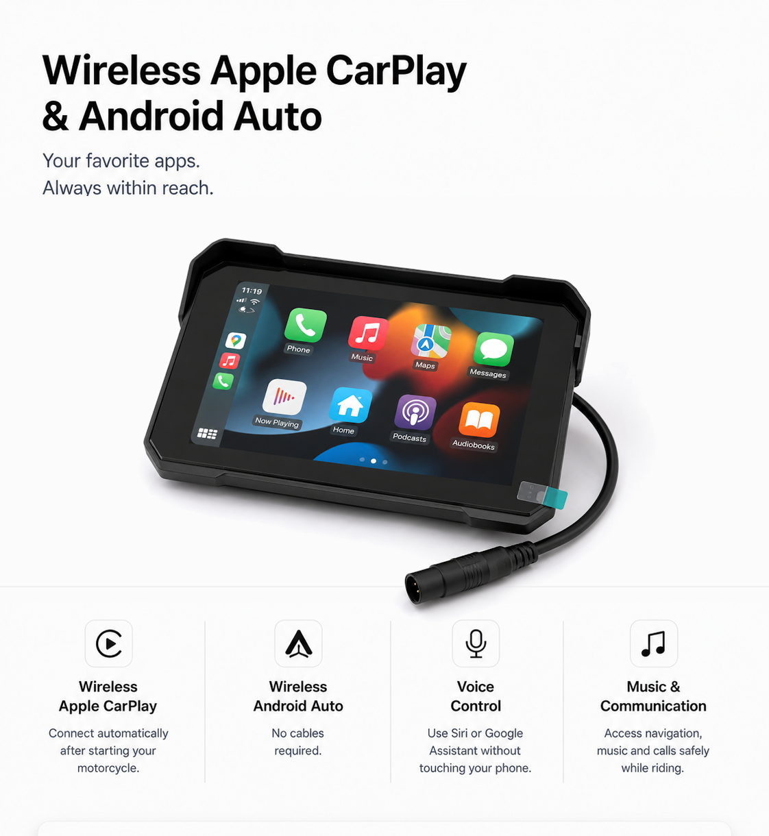 MotoNaviPro™ | 7" CarPlay Display